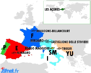 "Jeux sans frontières" 1990 à Bergame : les villes participantes