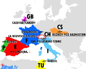 Les villes participantes - "Jeux sans frontières" 1992 à  Rožnov pod Radhoštem